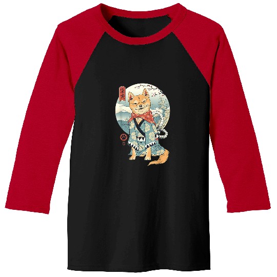 Dog Shiba Inu Ukiyoe Dog Lovers Japanese Art Baseball Tees