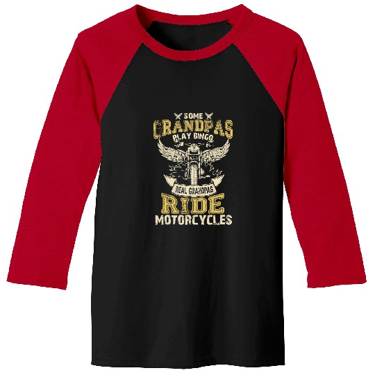 Motocross Biker Mens Some Grandpas Play Bingo Real Grandpas Ride Motorcycles34 Baseball Tees