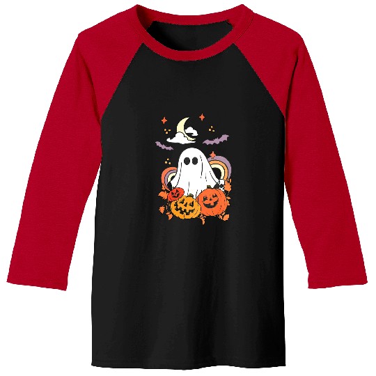 vintages Rainbow Boo ghosts Witch Bat Pumpkin Halloween 217 Baseball Tees