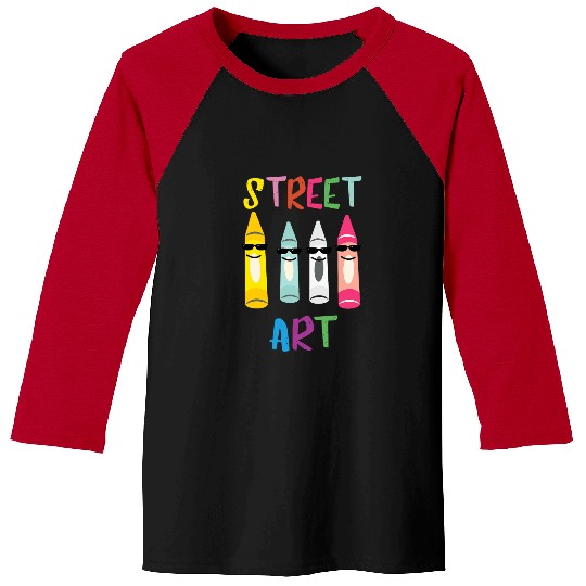 Street Art Kindergarten Students Back To School Crayon Baseball Tees