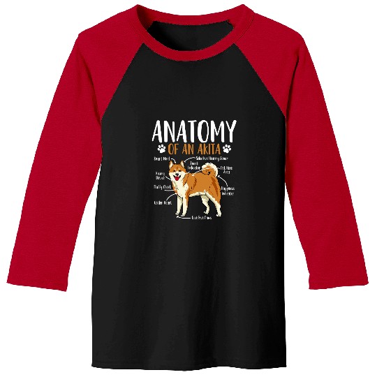 Dog Akita Anatomy Baseball Tees