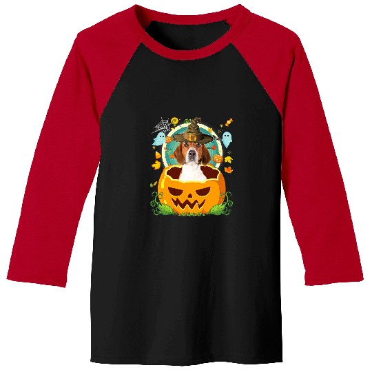 Happy Halloween Pumpkin American Foxhound Dog Witch Cute Hat 3 Baseball Tees