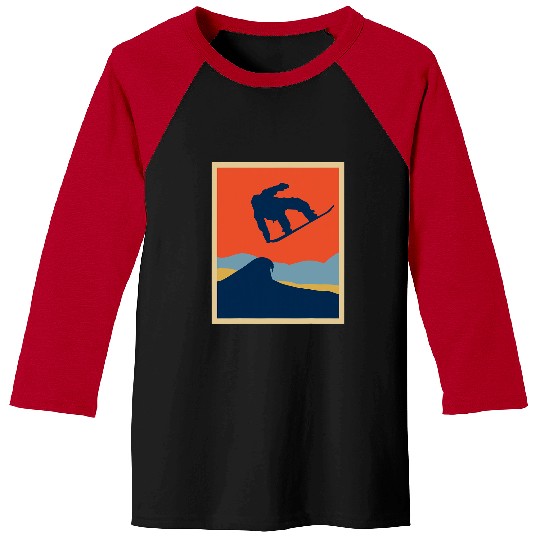 Skiing Ski vintages Style Snowboard Poster Baseball Tees