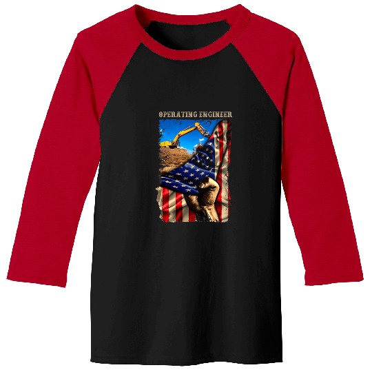 Proud Operating Engineer American Flag Love Job Baseball Tees