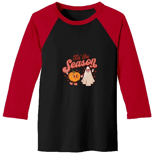 Tis the Season Pumpkin Boo 60s 70s Hippie Halloween Costume41 Baseball Tees