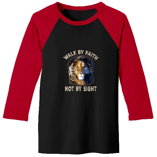Lion Gift Jesus Lion Jesus God Walk By Faith Not By Sight Christian Apparel 24 Bible Verse Baseball Tees