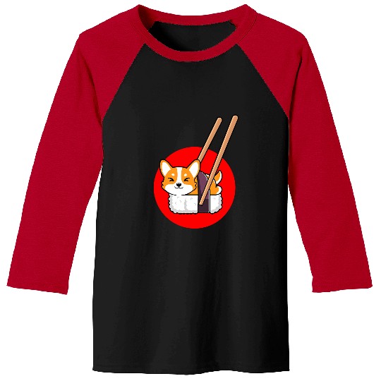 Dog Shiba Inu Sushi Cute Shib Neko Kawaii Sushi Baseball Tees