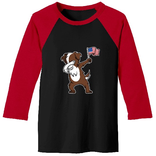 Dabbings Australian Shepherd Dog USA America American Flag Baseball Tees
