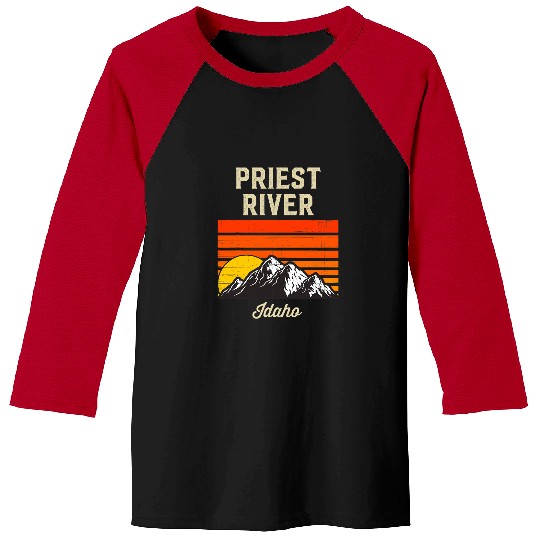 Priest River Idaho Retro City State USA Souvenir Baseball Tees