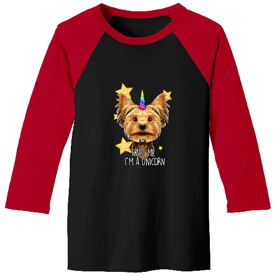 Trust Me Im A Unicorns I Funny Yorkshire Terrier Baseball Tees