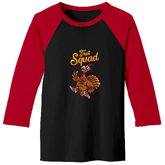 Turkey Trot Squad Funny Thanksgiving Run Cute Matching Baseball Tees