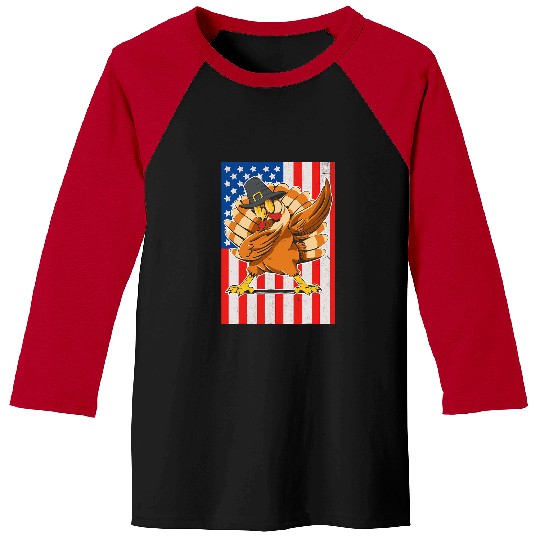 Thanksgiving Dabbings Turkey Kids and Adults American Flag Baseball Tees
