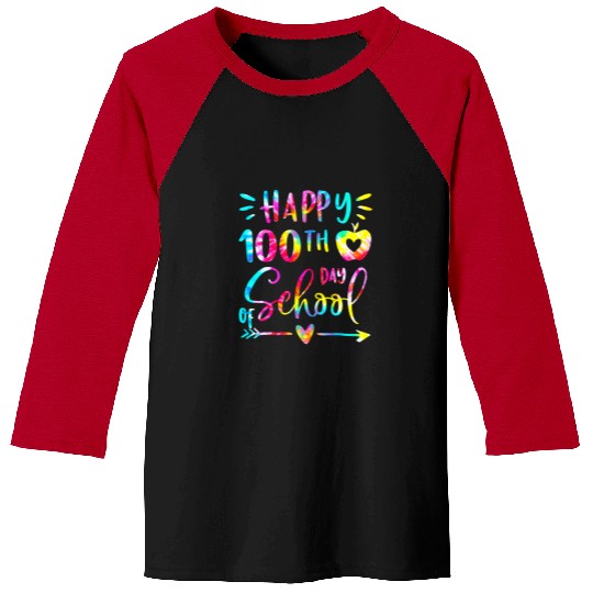 Tie Dye Happy 100th Day Of School Teacher Student 100 Days Baseball Tees