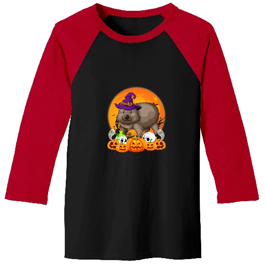 Skeletons Skulls Wombat Lover Scary Pumpkin Skull Witch Wombat Halloween 26 Skull Baseball Tees