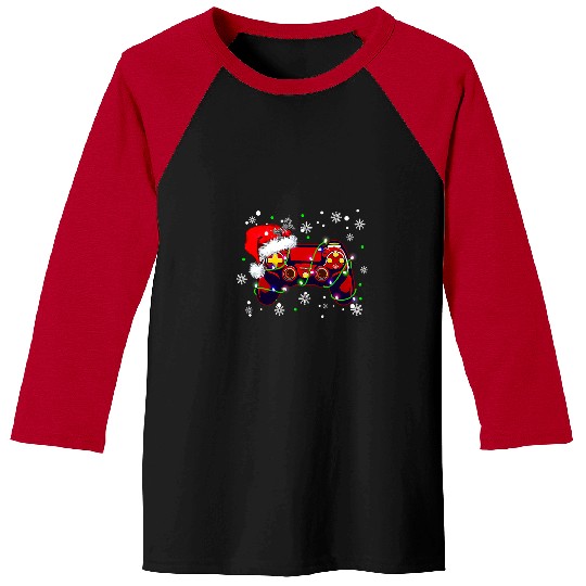 Video Game Controller Christmas Santa Hat Funny Gamer Xmas167 Baseball Tees