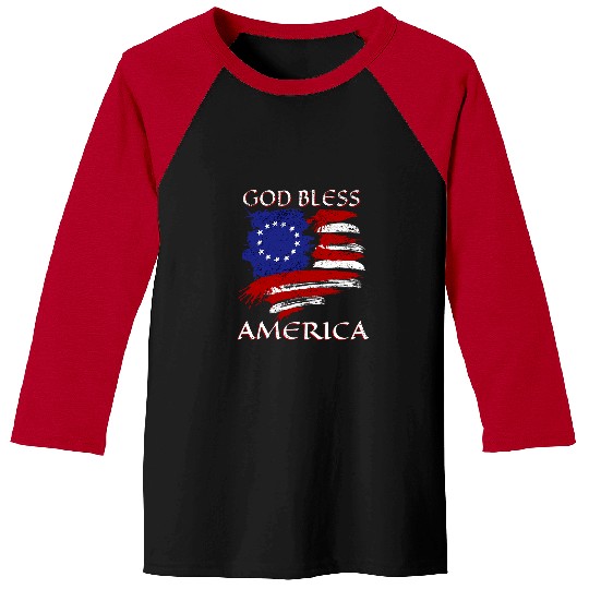 God Bless America Betsy Ross Gift vintages First States Flag Baseball Tees