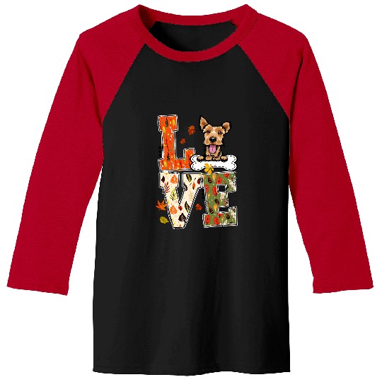 Love Welsh Terrier Fall Leaves Autumn Thanksgiving Baseball Tees