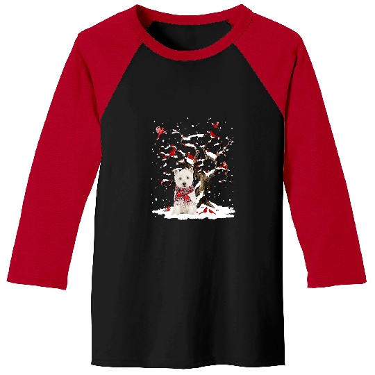 West Highland White Terrier Scarf Cardinal Snow Christmas 236 Baseball Tees