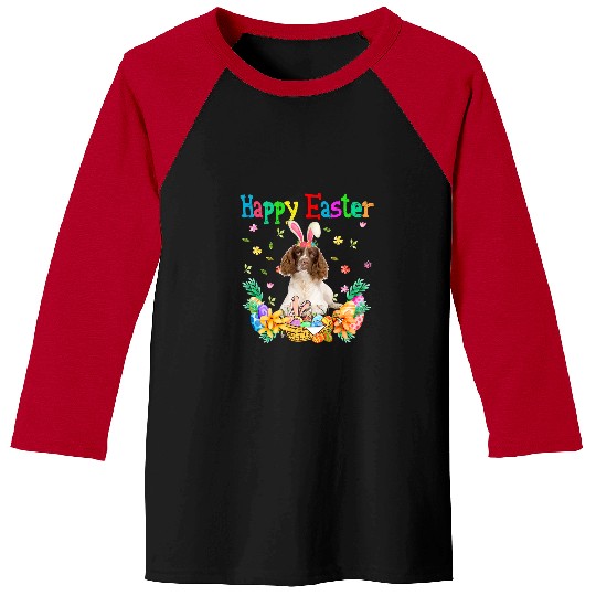Happy Easter English Springer Spaniel Bunny Hunting Eggs Baseball Tees