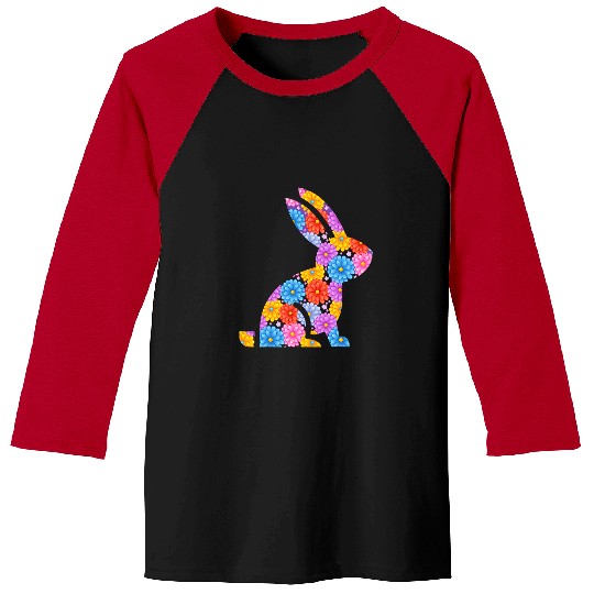 Rabbits Floral Easter Bunny Women Girls Spring Flowers Rabbit Baseball Tees