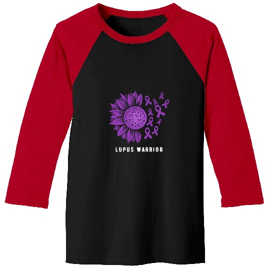 Lupus Warrior Sunflower with purple ribbons Baseball Tees