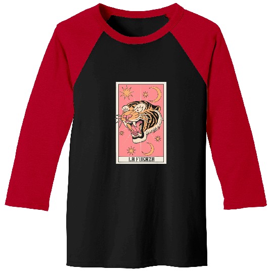 Tiger Gift La Fuerza Tiger Tarot Card Brave Circus Occult Tarot 337 Baseball Tees
