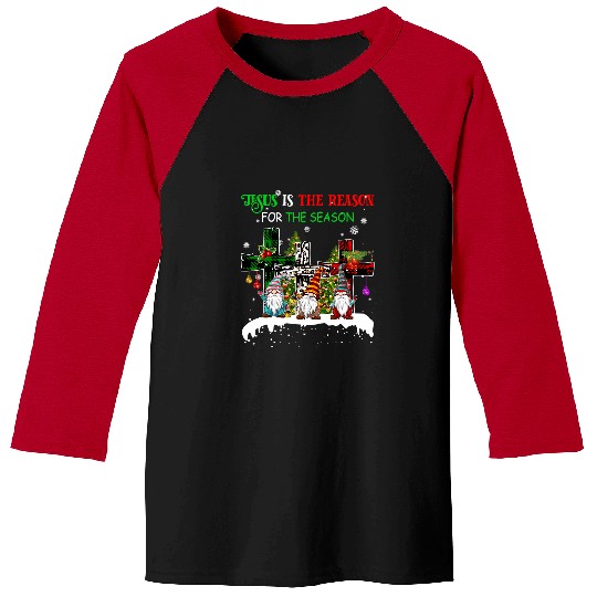 Christian Jesus is the Reason for the Season Gnomies Christmas 41 Bibble Jesus Christ Baseball Tees