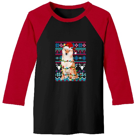 Dog Shiba Inu Ugly Christmas Sweater Shiba Inu Santa Hat Tee For Men Women Baseball Tees