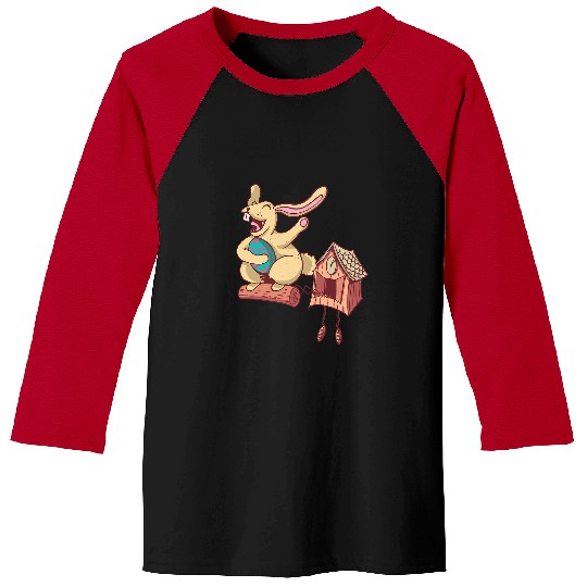 Rabbits Easter Bunny Cuckoo Clock Rabbit Easter Egg Laughing Holiday 6 Baseball Tees