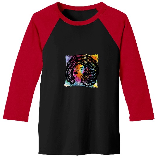 Black History Afro Woman Black Pride 1865 Baseball Tees