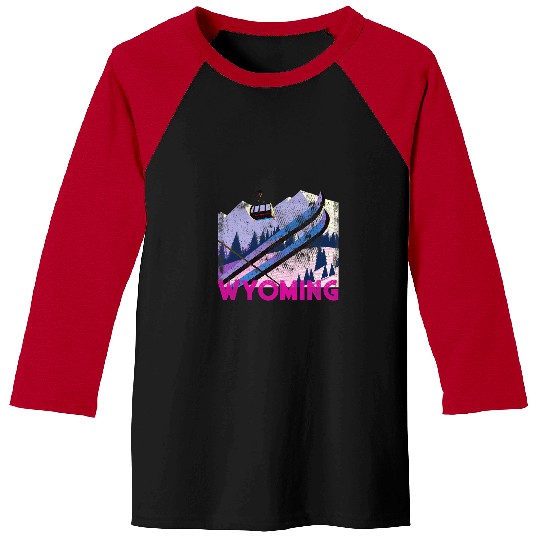 Skiing Ski Wyoming Ski vintages Style Wyoming Skiing Vacation Baseball Tees