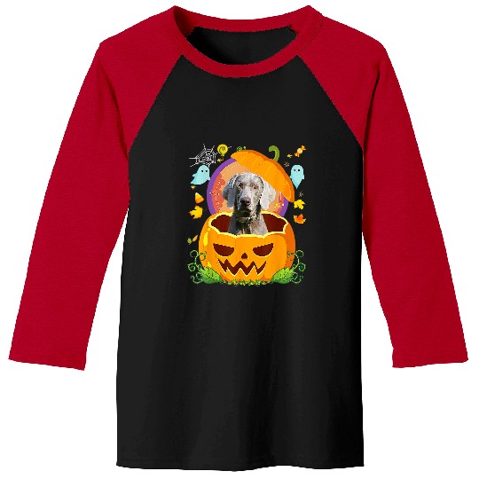 Weimaraner Witch Pumpkin Halloween Dog Lover Funny 2 Baseball Tees