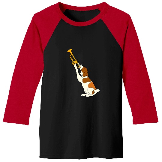 Trumpet Lover Jazz Dog Trumpet Funny Puppy Musician Cute Animal Playing 1 Baseball Tees