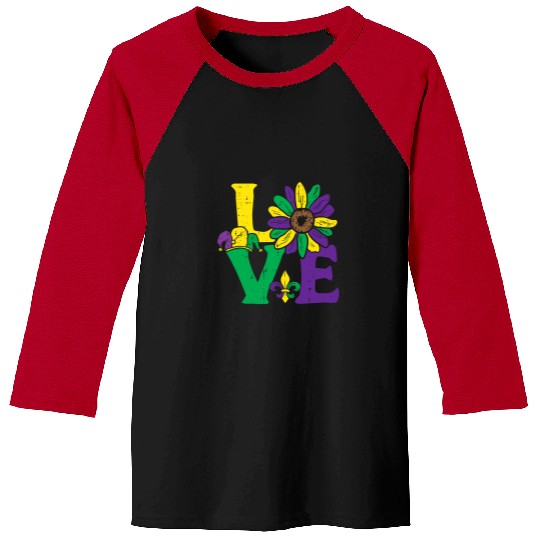 Love Sunflower Mardi Gras New Orleans Flower Women Girls Baseball Tees