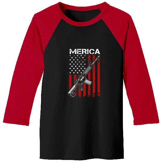 MERICA Pro guns Rights 2nd Amendment AR15 USA Flag Baseball Tees