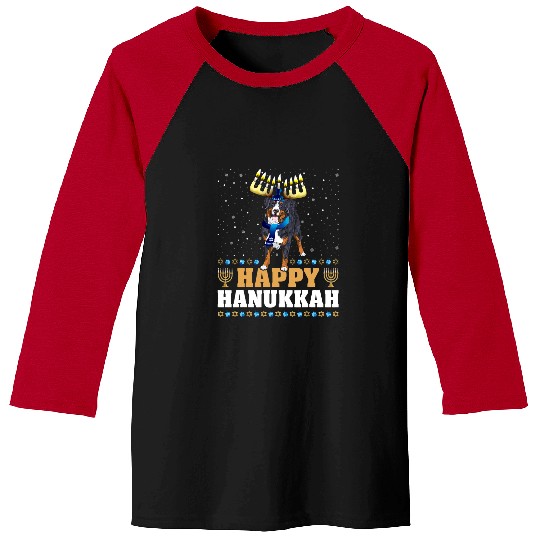 Cute Menorah Chanukah Ugly Bernese Mountain Dog Hanukkah Baseball Tees