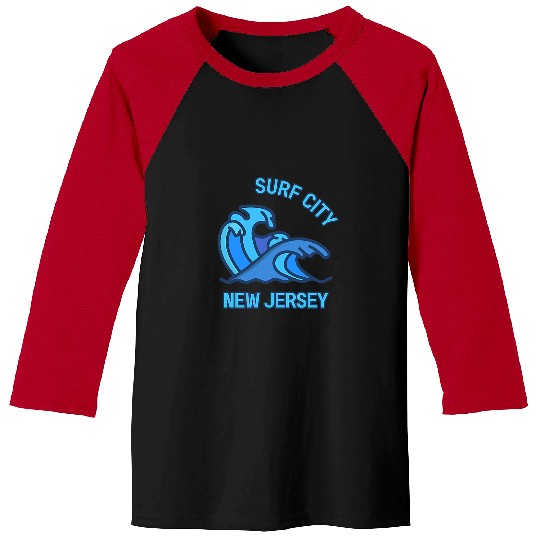 Surf Life Graphic Surf City New Jersey Pocket Wave Souvenir Baseball Tees