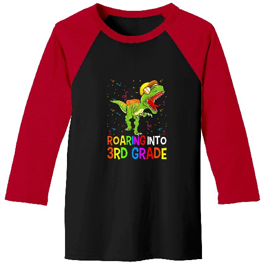 Student 3rd Grade Dinosaur TRex Back To School Baseball Tees