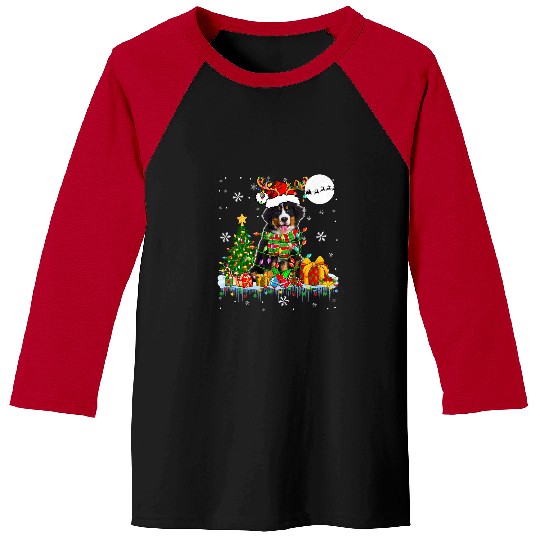 Santa Reindeer Bernese Mountain Christmas Tree Dog Owner Baseball Tees