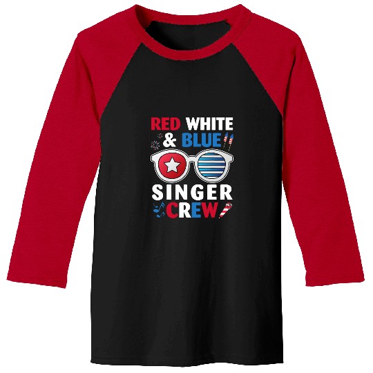 Fireworks Happy 4TH of July Red White And Blue Singer Crew Baseball Tees
