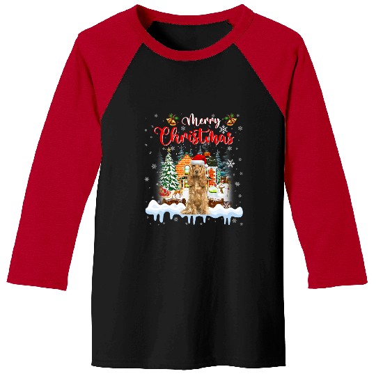 Dog Cocker Spaniel Merry Christmas English Cocker Spaniel Santa Hat Lights Xmas Baseball Tees