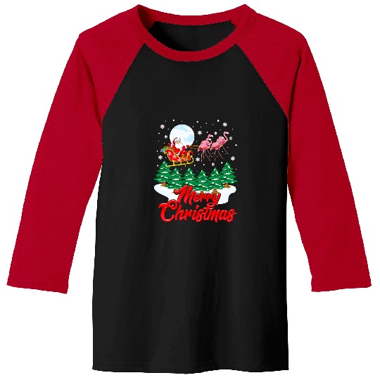 Pink Flamingo Funny Flamingo Santa Merry Christmas Gift xmass Design Flamingos Baseball Tees