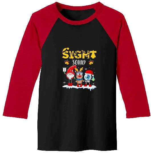 Funny Sight Squad Gnome Reindeer Santa Christmas Optometrist Baseball Tees