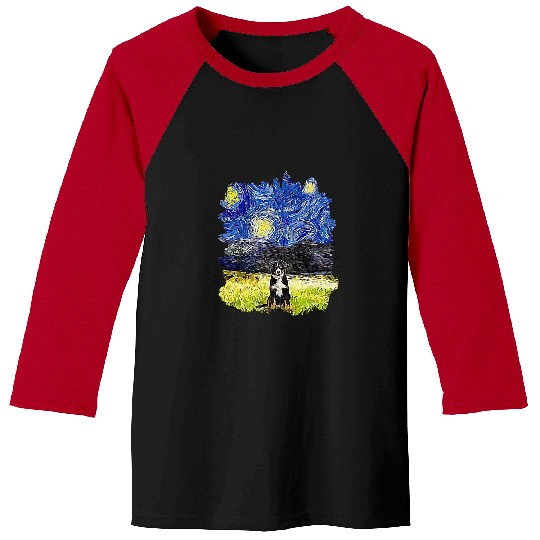 Starry Night Impressionist Dog Art Bernese Mountain Baseball Tees