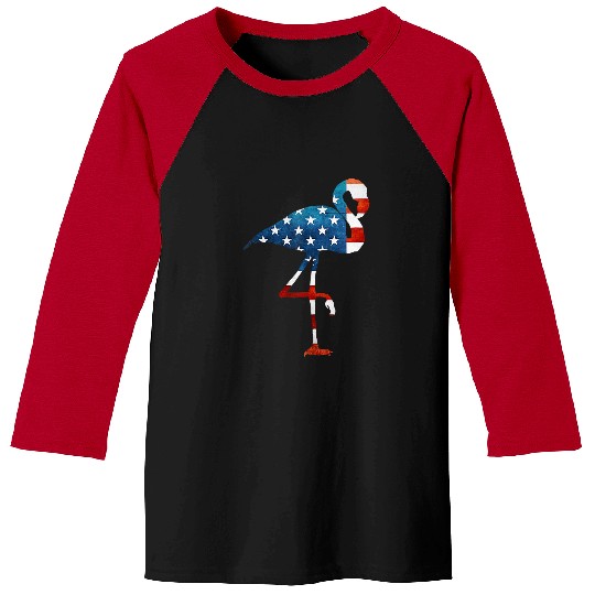 Pink Flamingo 4th of July Flamingo American USA Flag Flamingos Baseball Tees