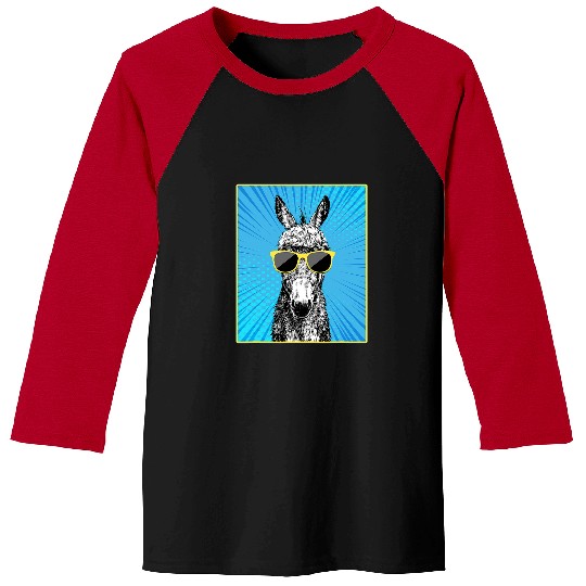 Donkey Portrait Pop Art Farm Animal with Sunglasses Baseball Tees