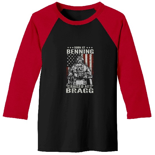 Born At Benning Raised At Bragg USA 82nd Airborne Division Baseball Tees