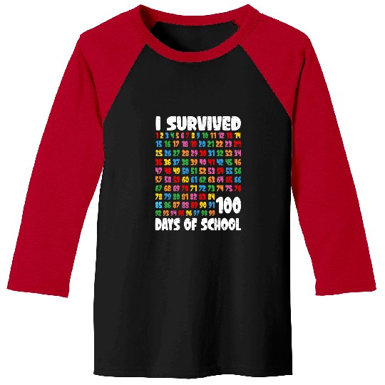 Funny School Boys Girls Kids 100 Days Of School Student Math 1 Baseball Tees