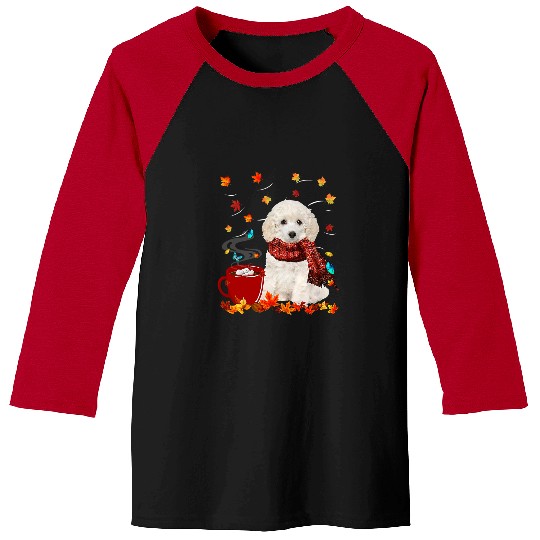 Poodles Fall Hot Chocolate White Toy Poodle 400 Poodle dog Baseball Tees