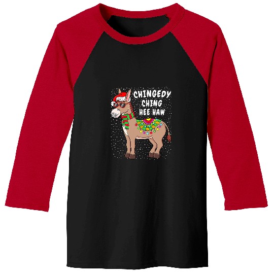 Donkey Santa Hat Merry xmass Christmas Vibes December Baseball Tees